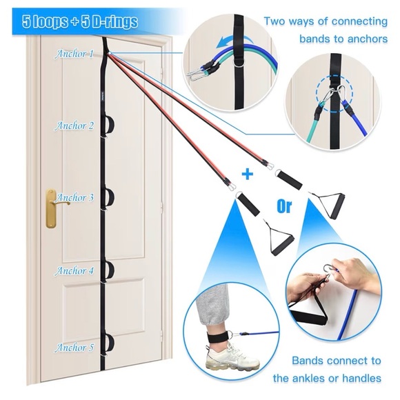Kinetix Multi-Color Resistance Bands with Door Anchor - Picture 2 of 3
